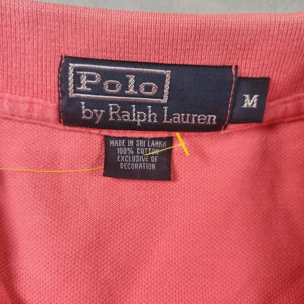 Polo Ralph Lauren‎ Polo Shirt Pink Mens Medium Classic Fit Green Pony Casual